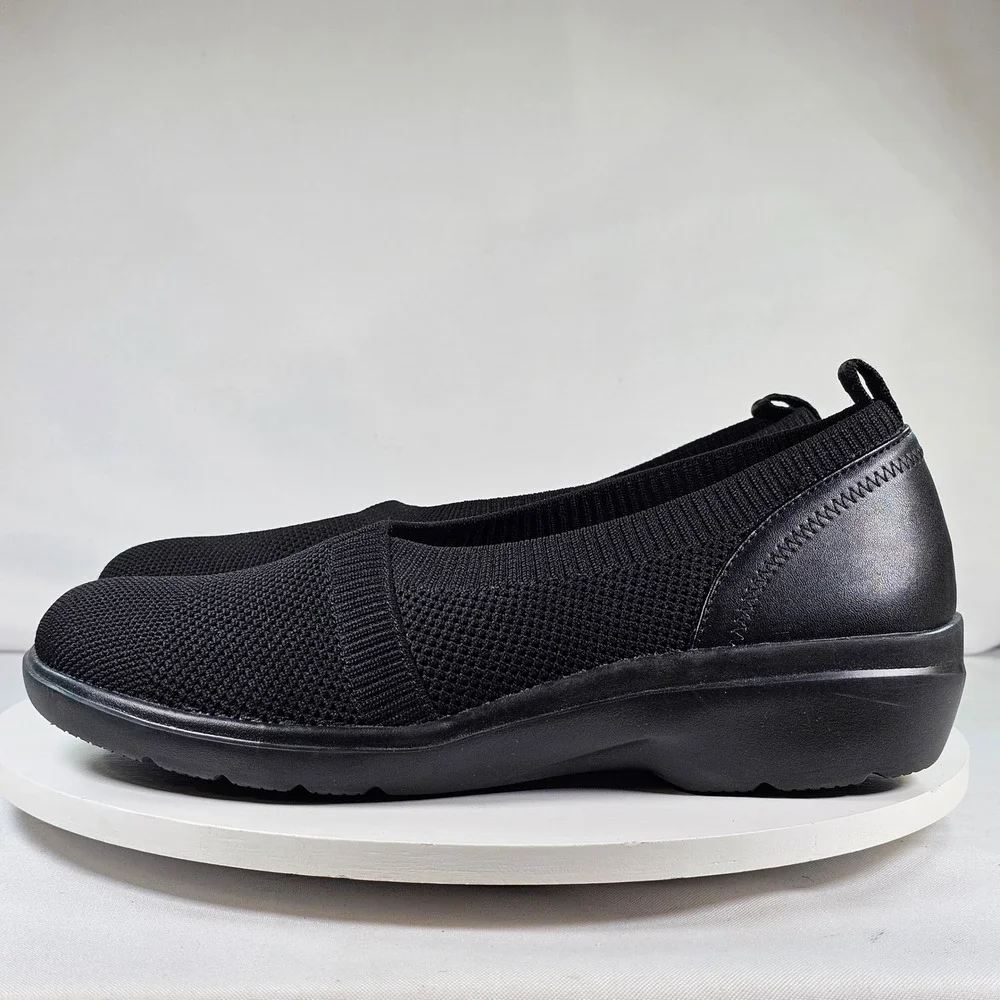 Clarks Collection Sashlyn Cloudsteppers Black Knit Slip On Wedge Shoes Womens 8‎